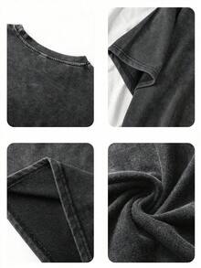 Áo thun nữ cỡ lớn, kiểu dáng vintage, tay ngắn, in chữ "FOCUS" màu đen, chất liệu cotton, phong cách đường phố thường ngày. - màu đen - Xem 6