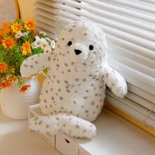 1pc Cute Plush Spotted Seal Stuffed Animal Doll, Soft Cuddly Cartoon Seal Doll Pillow, Gift For Girlfriend, Best Friend, Birthday, Valentine's Day, Easter - Multicolor - View 6