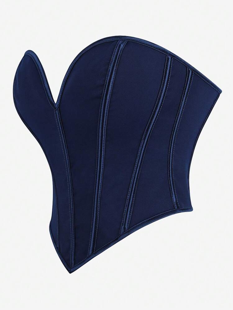 Top Bustier com Decote em V Profundo e Sem Alças, com Amarração