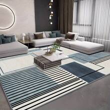 1pc Modern Minimalist Style Blue & White Geometric Pattern Rug. Velvet Fabric, Weighs Approx. 850g, Thickness Approx. 0.6cm. Durable, Non-Slip, Easy To Clean. Available In Multiple Sizes. Suitable For Kitchen, Living Room, Dining Room, Bedroom, Balcony, Bathroom, Study And Other Scenarios. An Ideal Choice For Home Decor. - Multicolor - View 3