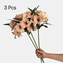 3 piezas de flores de narciso artificial, tallos flexibles, opciones de color blanco, rojo y champán, adecuadas para Pascua, Día de la Madre, Acción de Gracias, Día de San Valentín, decoración de jarrones, decoración de la sala de estar, centro de mesa - Multicolor - Ver 9