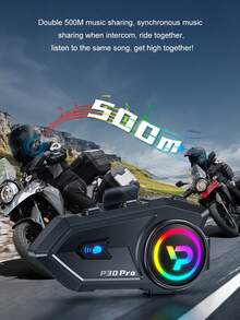 1/2pcs P30 Pro Motorcycle Helmet Bluetooth Headset Intercom Dual 500m Music Sharing Waterproof Stereo FM Radio Hands-Free Calling