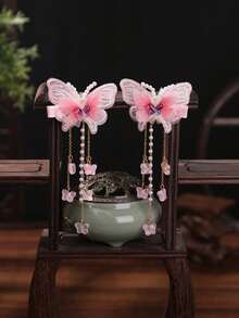 2个中国风汉服珍珠蝴蝶发夹，适合女孩佩戴 - 查看 1