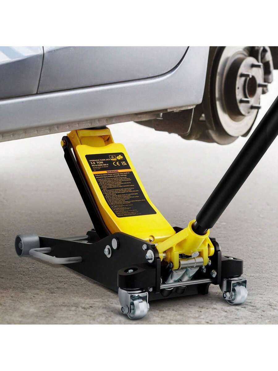 Floor Jack  3 Ton Low Profile Floor Jack  Aluminum And Steel Racing Floor Jack With Dual Pistons Quick Lift Pump  Floor Jack Lifting Range 3-6 11 -19-11 16 - Yellow - View 1