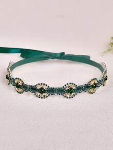 1 قطعة حزام زفاف شخصي، ضروري لحفل العروس، مناسب لديكور حفلة العروس، هدية لوصيفات العروس، إكسسوار خصر للسفر اليومي، هدية عيد الحب - الشريط الأخضر - مشاهدة 5