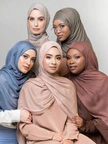 1条女士宽檐真丝围巾，时尚透气长围巾，防晒头巾，舒适百搭，适合日常佩戴、海滩度假等场合 - 寬邊頭巾 - 查看 7