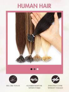 Nano Tip Hair Extensions Human Hair Balayage Nano Ring Beads Pre-Bonded Seamless Highlight Extensions For Women Nano Extension Human Hair Ease Of Use 50s Invisible Nano Bead Extension Valentine's Day - Multicolor - View 4