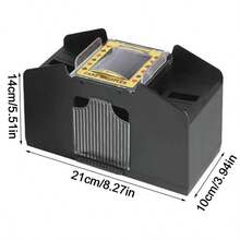 4 Decks Automatic Card Shuffler USB/Battery Powered Electric Shuffling Machine - Black - View 2