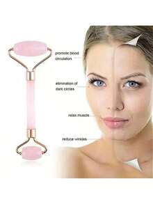 1pc Face Beauty Massage Tool Set, Including Roller, Massage Board, Body Back Scraping Gua Board, Pink And White Options - 彩色 - 查看 4