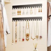 Wall Mounted Necklace Holder, Self-Adhesive Jewelry Hooks Suitable For Bracelets, Rings And Other Accessories, Can Be Hung On Doors, Bedrooms, Bathrooms, No Nails Required - Multicolor - View 2