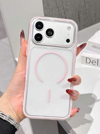 1pc High-Quality Wireless Charging Colorblock Transparent Shock-Proof Soft Silicone Phone Case, Compatible With IPhone 13/13 Pro/13 Pro Max, 14/14 Pro/14 Pro Max/14 Plus, 12, 15/15 Pro/15 Pro Max, 16/16 Pro/16 Pro Max/16 Plus, 17/17 Pro Max, 11, Cute Apple Smartphone Protective Cover