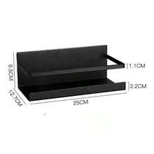 Multifunctional Magnetic Refrigerator Storage Rack - No Drilling Side Storage Rack, Ideal For Kitchen Spices - Black - View 2