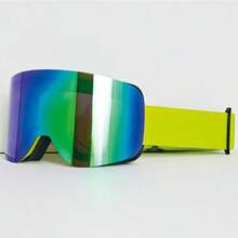 成人滑雪镜（1副），双层防雾镜片，无框广角滑雪镜，冬季户外运动防护眼镜，雪地摩托护目镜，舒适柔软泡沫，防滑镜带 - 彩色 - 查看 6