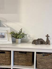 13pcs Easter Resurrection Scene & Cross Decor Set, Wooden Easter Resurrection Scene Cross Jesus Tomb Tray Set, Jesus Nativity Scene Decor, Suitable For Religious Places, Home Office Desk, Christian Gifts, Home Figurine Decor, Cemetery Easter Holiday Table Decor - Brown - View 7