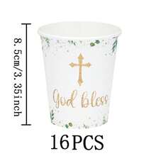 7/9 Inch Cross-Shaped Disposable Plate Set, Party Plates, Includes Disposable Paper Plates, Cups, Napkins, Suitable For Wedding, Engagement, Birthday, Wedding Party Tableware - Multicolor - View 10