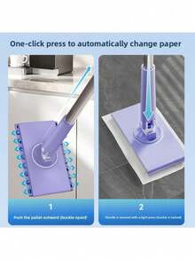 迷你夹式拖把，自动换布，360°旋转拖头，推拉式手柄设计，适用于厨房和浴室清洁 - 彩色 - 查看 7