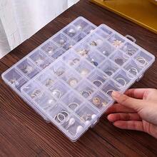 1pc 24-Compartment Transparent Plastic Storage Box With Lid