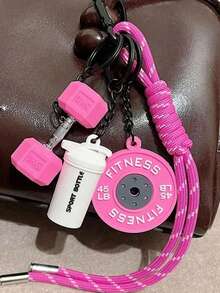 Dopamine Fitness - Phụ kiện trang trí bao bì thể thao. Tạ tay, tạ, bình nước thể thao, phụ kiện trang trí bao bì dụng cụ thể dục cho nam và nữ, mặt dây chuyền xe hơi, mặt dây chuyền. Móc khóa lò xo màu đen, móc khóa nâng tạ. - Nhiều màu - Xem 7