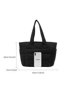 Women's Tote Bag, Lightweight And Fluffy, With Compartment Quilted Shoulder Bag, Suitable For Travel, Work, Fitness, Back To School, Classes And Commuting, Can Meet The Storage Needs Of Various Daily Items, Large Capacity Design, More Spacious Storage. - Multicolor - View 11