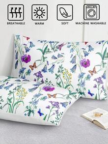 2件/3件套数码印花被套组（1个被套+2个枕套，不含被芯），柔软亲肤的涤纶面料，适用于卧室、主卧、客房，四季皆宜。 - 彩色 - 查看 7