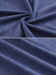 230g Vintage Washed Round Neck Short Sleeved Shirt, Tiger Head Double-Sided Print, Running T-Shirt, Street Short Sleeved Shirt, Vintage Gym Sportswear, Men's T-Shirt - 藍色02 - 查看 4