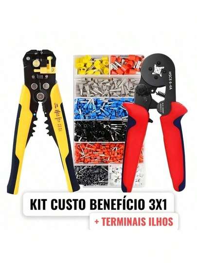 Alicate Automático 5 em 1 Profissional - Decapagem e Crimpagem de Fios Elétricos - Alta Precisão +ESCOLHA Kit