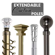 Premium Plain Adjustable Curtain Rod - 70x120cm Extendable 60mm Classic Finial Easy DIY Install Rod - SAPPHIRE ANTIQUE BRASS - View 2