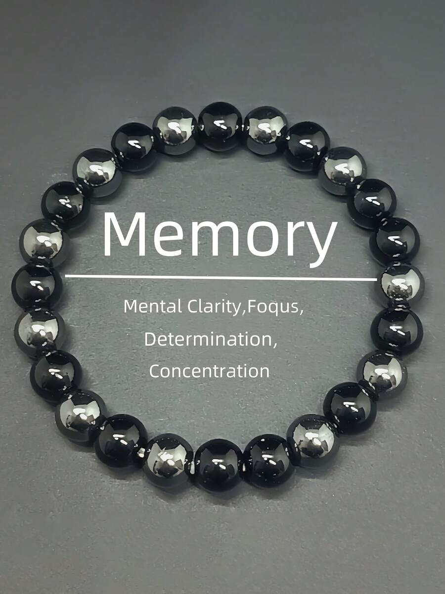 YAUKIA Memory Bracelet - Obsidian Hematite Beaded Bracelet, Natural Stone Bracelet, Spiritual Clarity And Focus Jewelry Gift - Multicolor - View 1