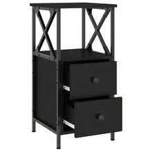 vidaXL Table de chevet noir 34x35,5x70 cm bois d'ingénierie - Noir - Voir 6