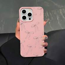 Estuche para teléfono con espejo con patrón de lazo rosa compatible con  17,  16 Pro Max,  15 Pro Max,  13 y  12 hecho de TPU para protección contra golpes y caídas funciona también como espejo perfecto para un toque elegante un gran regalo para familiares, amigos, regalos de otoño, novios/novias y ocasiones especiales como citas navideñas o celebraciones de cumpleaños - Rosa - Ver 2