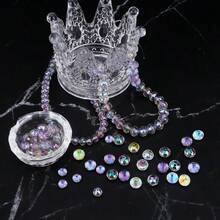 50pcs 3A Electroplated, Premium 96-Facet Glass Crystal Beads, For DIY Bracelet, Necklace, Jewelry Making - Sky Color - View 2