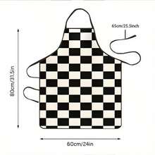 1PC Classic Black And White Checkerboard Pattern Apron Kitchen Baking Cooking Stain Resistant Waist Apron Home Cleaning Work Apron - Multicolor - View 2