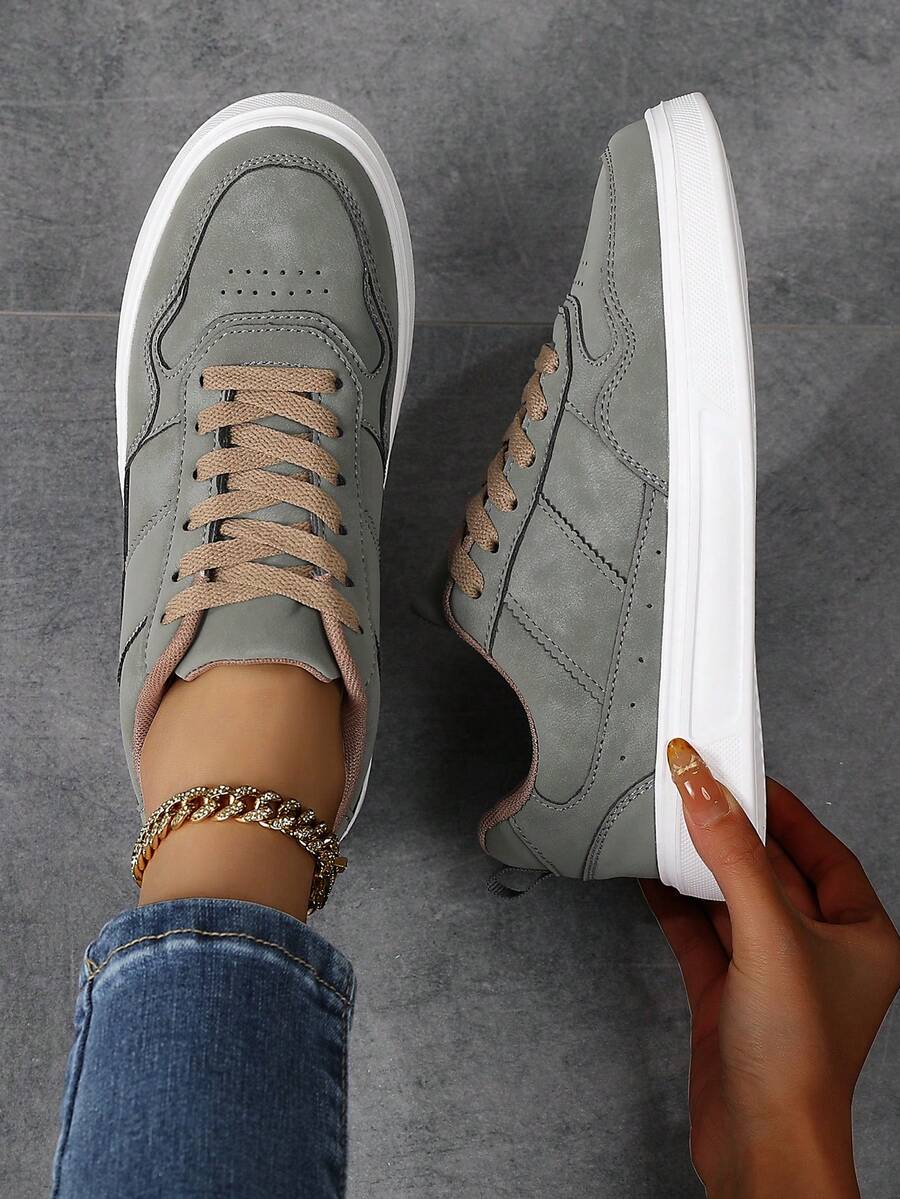 Women's Casual Sports Shoes, Color Block Design, Popular Pink Campus Style, Comfortable & Breathable