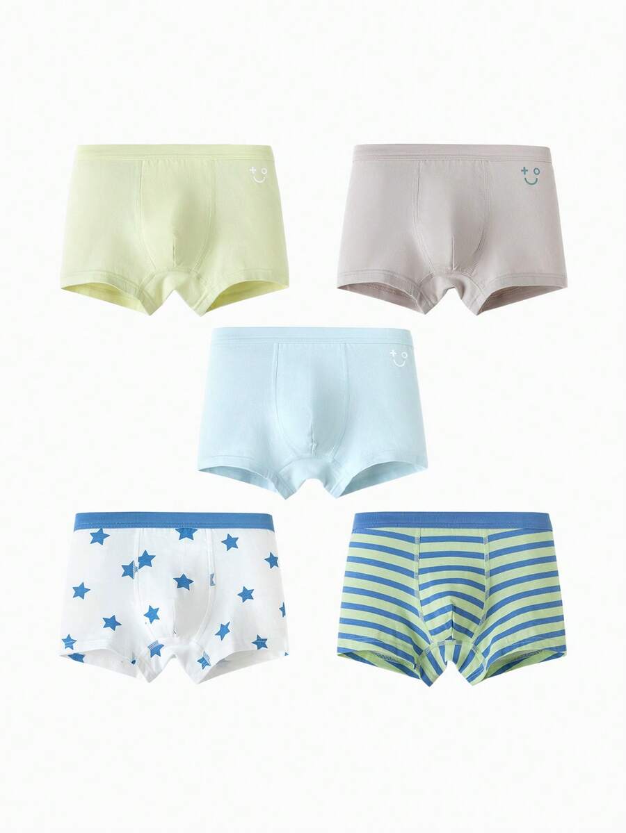Balabala Boys' Premium Variety Cotton Briefs With Fun Patterns And Classic Solids Underwear 5-Pack