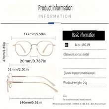 Preppy Style Oval Reading Glasses - Retro Small Frame,  Aesthetic Brown Eyeglasses, Lightweight Plastic Eyewear For Daily & Office Wear - 透明灰色 - 查看 10