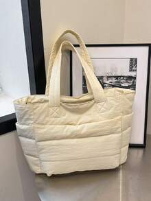 Women's Tote Bag, Lightweight And Fluffy, With Compartment Quilted Shoulder Bag, Suitable For Travel, Work, Fitness, Back To School, Classes And Commuting, Can Meet The Storage Needs Of Various Daily Items, Large Capacity Design, More Spacious Storage. - Multicolor - View 8