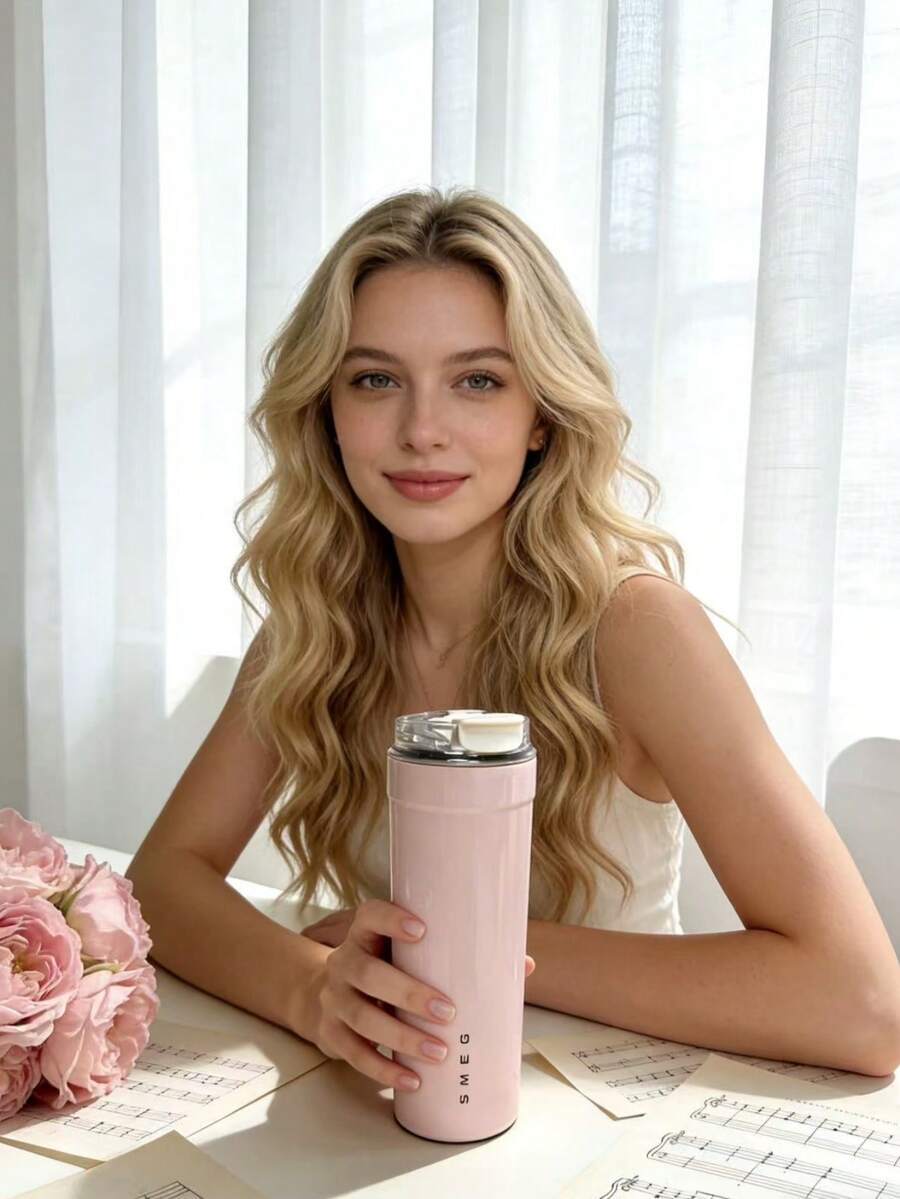 550毫升高品质真空保温杯，大容量办公水瓶，户外便携车载杯，不锈钢双层壁，保温/保冷，防漏，时尚设计，是送给学生、成人、男朋友、女朋友、朋友的完美礼物 - 彩色 - 查看 1