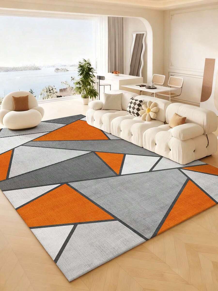 1pc Farmhouse Style Large Area Rug, New Faux Wool Washable Indoor Carpet, Living Room Rug, Sofa Rug, Bedroom Rug, Bedside Anti-Slip Mat, Room Floor Mat, Dining Kitchen Rug, Office Chair Pad, Entryway Doormat, Outdoor Picnic Blanket, Camping Mat - Multicolor-1 - View 1