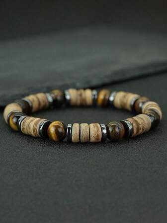 diffone Bracelet en perles de coquille de noix de coco en bois ancien de 8 mm, breloques en pierres rondes, bracelet pour hommes, bijoux pour le bras