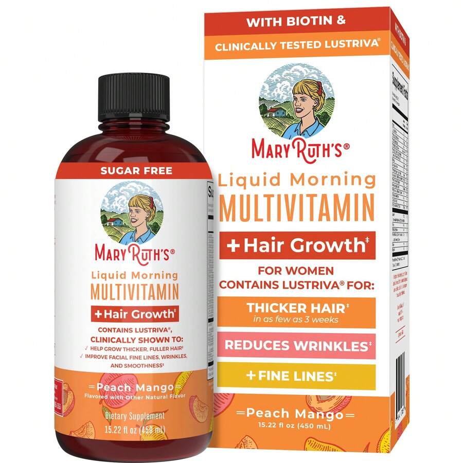 MaryRuths Liquid Multivitamin + Hair Growth |   Clinically Tested For Thicker Hair & Facial Wrinkles In Women |   Biotin 10000mcg |    Hair Growth Supplements |   Skin Care |   Ages 18+ |   15.22 Fl Oz - 1 - Xem 1