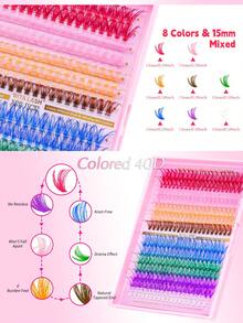 Caja de regalo RITALASH con 1185 piezas de pestañas postizas, 3 estilos, incluye adhesivo, pestañas suaves, rizado D, natural DIY, pestañas individuales, adecuado para principiantes, empaque a granel - Negro - Ver 5