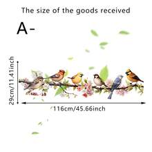 1/2 pezzi Adesivi murali con uccelli colorati su ramo d'albero e fiori, decalcomanie da parete rimovibili e impermeabili, decorazione artistica murale per camera da letto, soggiorno, divano, cucina, primavera, accessori per la casa, fai da te, carta da parati in PVC - Multicolore - Visualizzare 14