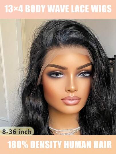 Peluca de encaje frontal de onda corporal de 36" para mujeres - Línea de cabello rizado natural y transparente, peluca de encaje frontal de cabello humano con cabello de bebé sin pegamento para uso diario, opciones negras, peluca de uso diario | Rizos de onda corporal | Peluca de encaje frontal de onda corporal pre-recortada y pre-despejada con densidad del 180% para mujeres de cabello humano sin pegamento con línea de cabello natural de 8-36 pulgadas, peluca de cabello humano de onda corporal de encaje frontal de 8-16 pulgadas de longitud bob para mujeres, color negro natural