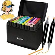 Back To School Season Alcohol Marker Set, Double Tip Stirrer Art Markers, Permanent Sketch Markers For Drawing Adult Coloring, Illustration Alcohol Markers,The Perfect Halloween Gift. - 80PCS - 查看 1