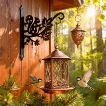 8英寸 x 4.6英寸黑色金属可爱老鼠造型花园挂钩，螺丝安装简便，适用于悬挂花篮、欢迎标牌、室内/室外花园装饰、防锈户外花盆、喂鸟器等。 - 彩色 - 查看 5