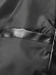 1pc Men's Black Fashionable Vintage American Motorcycle PU Leather Lapel Jacket - Black - View 8