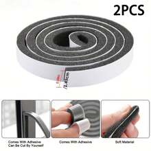 YITAPE 2 Rolls, 4 Meters Each, Self-Adhesive Door Sealing Foam Strip, 0.59 Inches Wide And 6.56 Feet Long. Noise Reduction, Windproof, And Flame Resistant. Suitable For Sealing Gaps In Glass Doors And Soundproofing PU Foam Weatherstripping For Sliding Windows. Made Of Plastic. - أبيض وأسود - مشاهدة 8