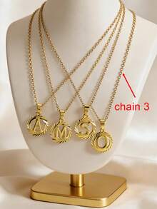 MECYLIFE 1pc Letter Pendant Necklace, Minimalist Versatile Letter Charm Necklace For Women, Everyday Jewelry - Yellow Gold - View 4