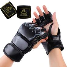Bộ 4 món, gồm 1 đôi găng tay đấm bốc hở ngón + 2 băng quấn tay đấm bốc, găng tay hở ngón tiện dụng, găng tay tập luyện đấm bốc unisex, nhiều màu sắc để lựa chọn. - Nhiều màu - Xem 13