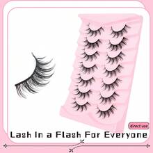 7对卡通动漫假睫毛，自然妆效，仿貂毛，轻盈蓬松3D浓密款，韩日风，亚洲风，角色扮演适用，3-15毫米 - 尖尾漫畫款 - 查看 4